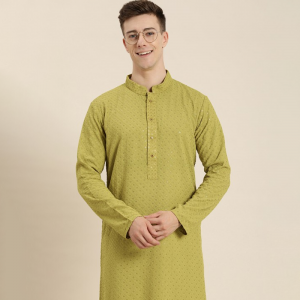 Men Ethnic Motifs Embroidered Chikankari Kurta