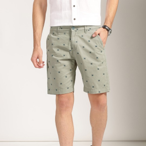 Men Grey Printed Regular Fit Sustainable Chino Shorts