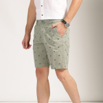 Men Grey Printed Regular Fit Sustainable Chino Shorts